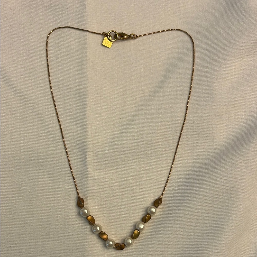 Anne Klein Gold Tone and Pearl Necklace